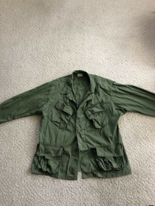 Vtg Vietnam Jungle Jacket 1968 Rip Stop Poplin Og 107 Shirt Coat Large/short