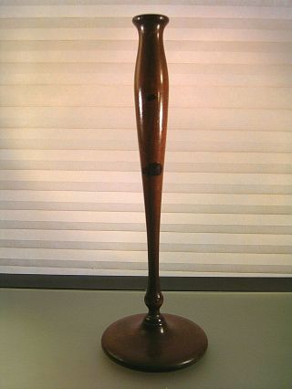 Antique Art Nouveau Candlestick Holder Floriform Design Wood C.  1900 12 " Tall