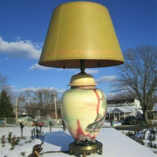 CARLTON WARE ENGLAND KOI FISH GINGER JAR ELECTRIC LAMP ANTIQUE ART DECO POTTERY 2