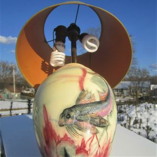 CARLTON WARE ENGLAND KOI FISH GINGER JAR ELECTRIC LAMP ANTIQUE ART DECO POTTERY 8