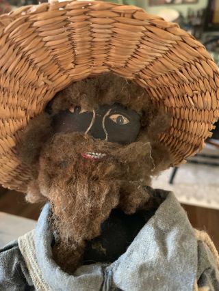 Primitive Americana Black Doll And Tar Baby Old Wagon