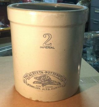 2 Gallon Crock The Alberta Potteries Ltd Redcliff (beaver)