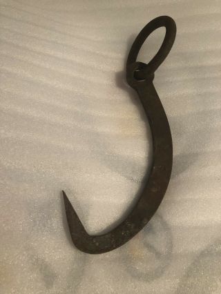Vintage Antique Metal Cast Iron Meat Ice Hay Bail Hook.  Hand Forged Steampunk
