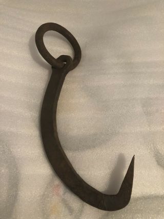 Vintage Antique Metal Cast Iron Meat Ice Hay Bail Hook.  Hand Forged Steampunk 2