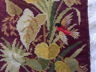 19th CENTURY VICTORIAN BERLIN WOOLWORK PETITPOINT BIRD BUTTERFLY 165 3