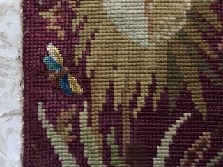 19th CENTURY VICTORIAN BERLIN WOOLWORK PETITPOINT BIRD BUTTERFLY 165 6