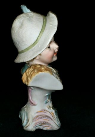 Antique German KPM VICTORIAN LITTLE BOY DOLL Bisque Porcelain Bust Figurine 3