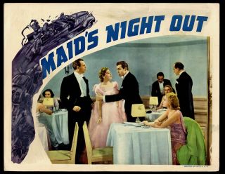 1938 Rko Films Lobby Card Joan Fontaine & Billy Gilbert In Maid 