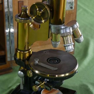 Extremely Rare Ernst Leitz Binocular Microscope Brass c.  1890 8