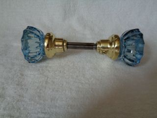 Antique Glass Doorknobs Colored And Dyed (light Blue) 1920 