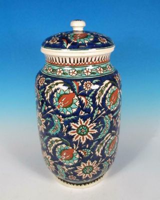 Iznik Perisan Anatolia Turkey Vintage 14,  " Ottoman Art Pottery Earthenware Jar