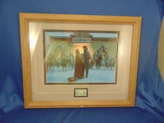 Framed Confederate Print " Long Goodbye " Us Postage Stamps Civil War Soldier Art