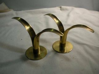 Pair Mid - Century Ystad Metall Brass Lily Candle Holders / Take A Look