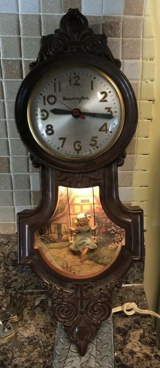 Vintage Electric Mastercrafters Girl On A Swing Clock And Light