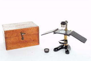 Vintage C1920 " E.  Leitz Wetzlar " Brass Dissecting Microscope With Case
