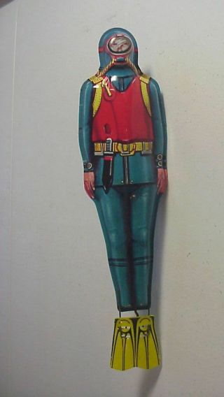 J.  Chein Antique Tin Wind Up Toy Frog Man Scuba Diver