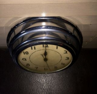 Warren Telechron Model 6W The Sessions Wall Clock 1930s Art Deco Chrome Glass 5