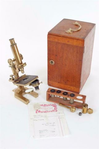 Vintage C1890 " R & J Beck  24473 " Brass Microscope With Case