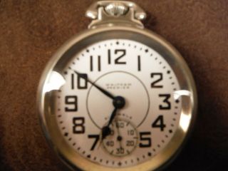 Waltham Railroad Watch 16 Size 21 Jewels Adjusted 5 Positions Marked Dial Runs.