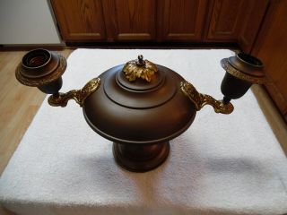 Vtg Mid Century Brass Copper Wash Ceiling Light Fixture No Dings/dents Seen