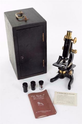 Vintage C1940 " W.  Watson & Sons Ltd  Kima " Brass Microscope