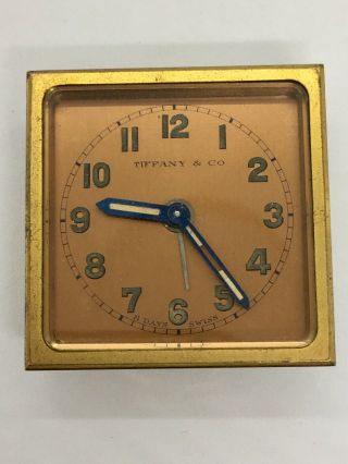 Tiffany & Co Brass Swiss Metal Alarm Clock 8 Days Swiss Made