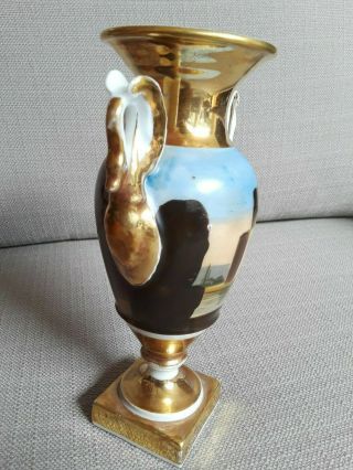 Antique Old Paris Porcelain Hand Painted & Gold Gilt Scenic Urn Vase 5