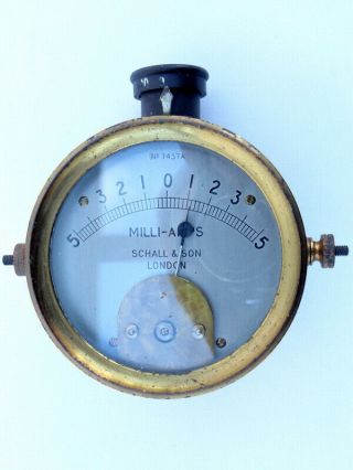 Laquered Brass Milli - Amp Meter By Schall & Son,  London.