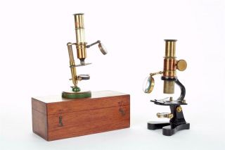 2 X Vintage C1900 Brass Microscopes