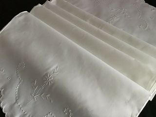Gorgeous Antique Linen Bolster Case Whitework Embroidery 68” X 19”