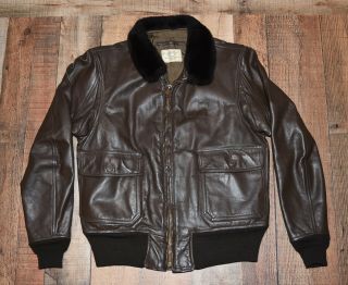 Leather Flyers Jacket / Usn Intermediate Type G - 1 / Size 42 / Imperial Leather
