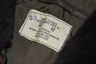 LEATHER FLYERS JACKET / USN INTERMEDIATE TYPE G - 1 / SIZE 42 / IMPERIAL LEATHER 4