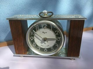 Vintage Mechanical Clock Wooden Mayak Majak Desk Table Shelf Soviet USSR Russia 3