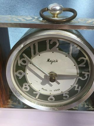 Vintage Mechanical Clock Wooden Mayak Majak Desk Table Shelf Soviet USSR Russia 5