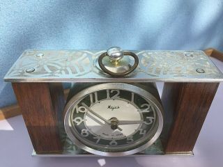 Vintage Mechanical Clock Wooden Mayak Majak Desk Table Shelf Soviet USSR Russia 6