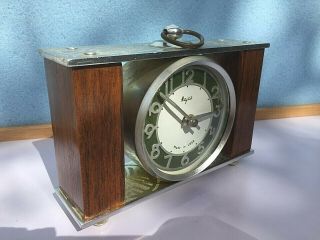 Vintage Mechanical Clock Wooden Mayak Majak Desk Table Shelf Soviet USSR Russia 7