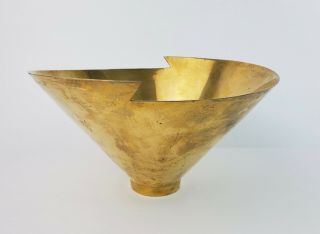 Mid - Century Modern Solid Brass Bowl Lightning Bolt Design 10 " Wide Pointed