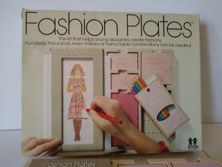 Vintage 1978 Tomy FASHION PLATES Girls Clothing Design Kit Toy COMPLETE/CLEAN 8