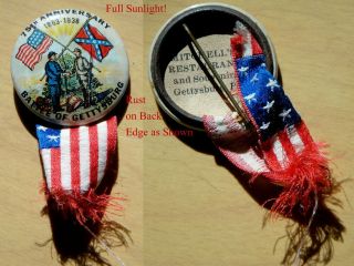 1938 C.  W.  Battle Gettysburg 75th Anniversary Pinback Button 1863 - 1938,  Advertis