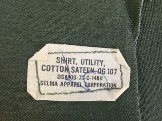 Air Force Flight Nurse Shirt Utility Cotton OG - 107 Vietnam Era Vintage 2