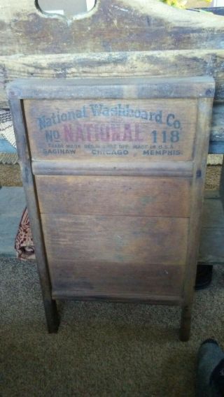 Primitive / Antique National Washboard No.  118 All Wood Unique