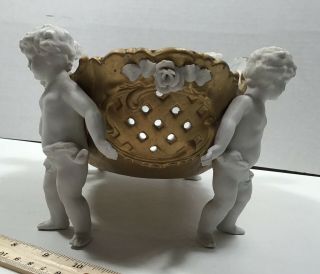 Meissen Style Porcelain Centerpiece Compote Neoclassical French Style Cherub OLD 3