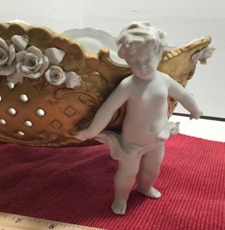 Meissen Style Porcelain Centerpiece Compote Neoclassical French Style Cherub OLD 6