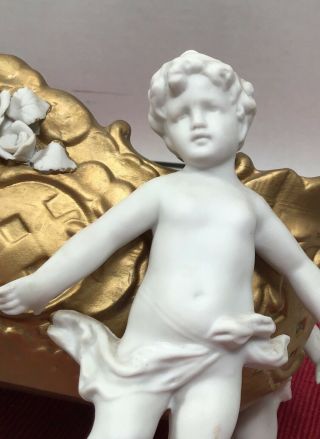 Meissen Style Porcelain Centerpiece Compote Neoclassical French Style Cherub OLD 7
