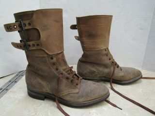 Us Ww2 Wac Womens Army Corps 2 Buckle Boots Leather Rough Out Size 7 1/2