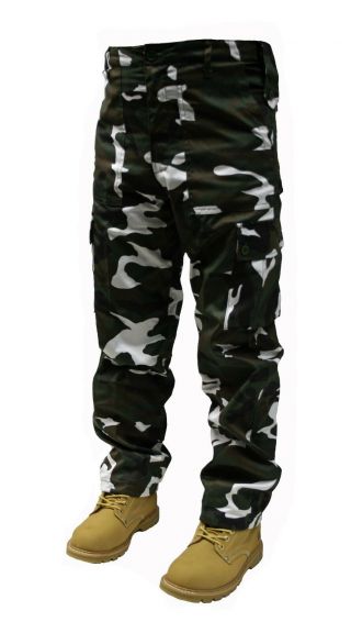 Adults Mens Camo Plain Army Cargo Combat Trousers 28 