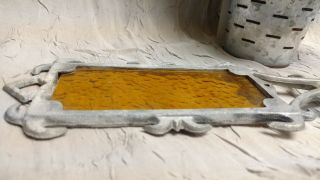 Farmhouse Antique Vintage Weathervane Amber Yellow Glass Panel Tail Lighting Rod 5