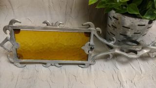 Farmhouse Antique Vintage Weathervane Amber Yellow Glass Panel Tail Lighting Rod 6
