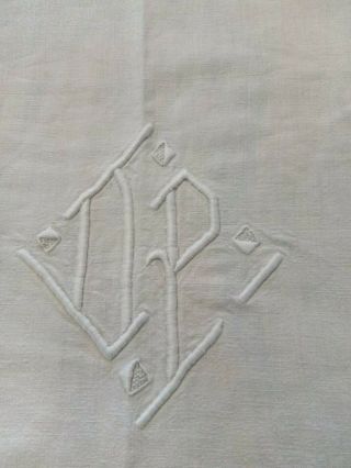 Vintage French Linen Metis Sheet Monogram Np