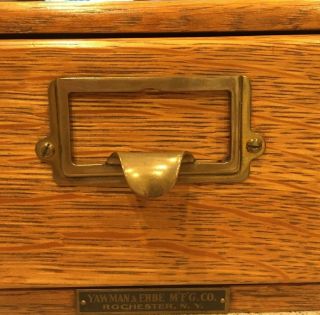 Antique Vintage Tiger Oak Yawman & Erbe Library Card File Cabinet